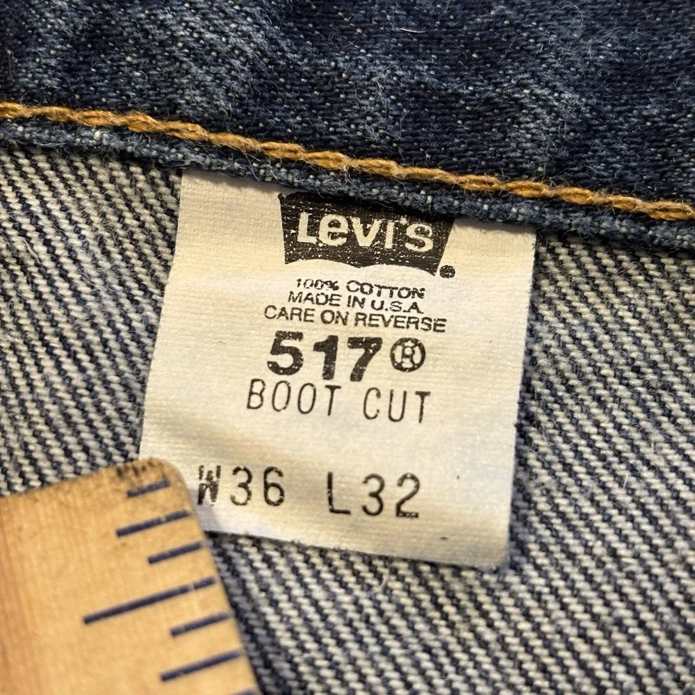 VTG Levi's 517 Boot Cut Jeans Men's 36x32 USA Made Dark Indigo Denim Cowboy Y2K